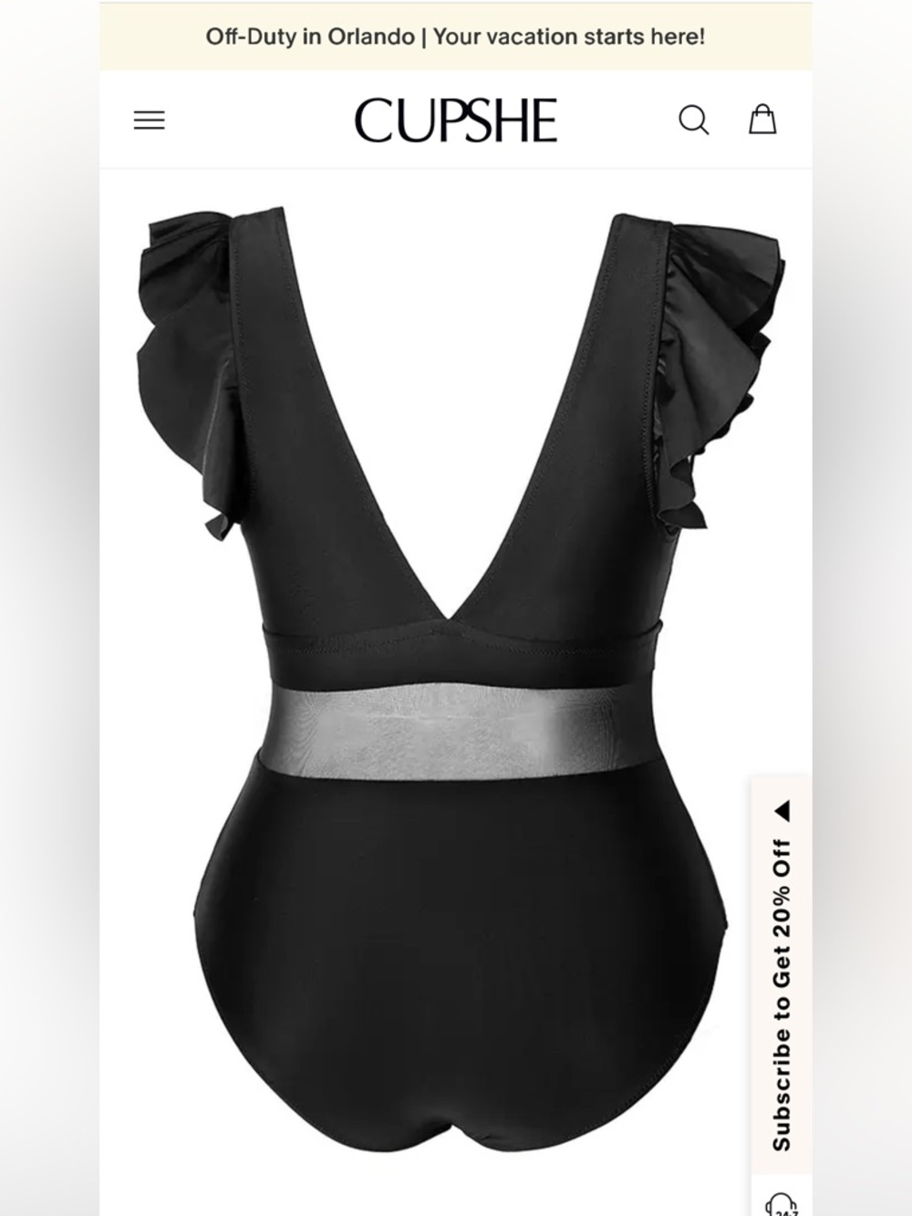 Cupshe Black Ruffle V-Neck One-Piece Swimsuit